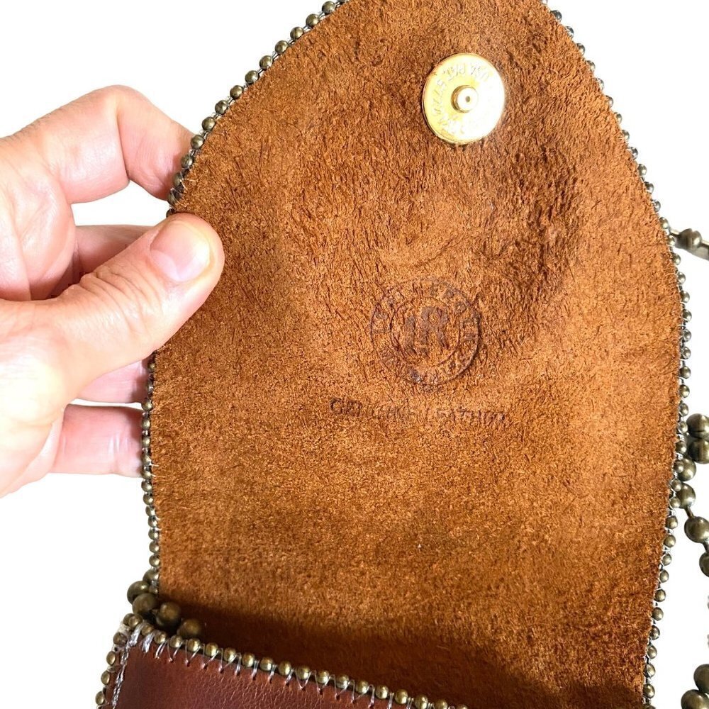 Leatherock Semi Precious Stone Leather Crossbody Swarovski Elements Brown HE31 - Picture 16 of 16